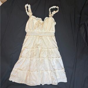 White Ruffled Spaghetti strap Dress